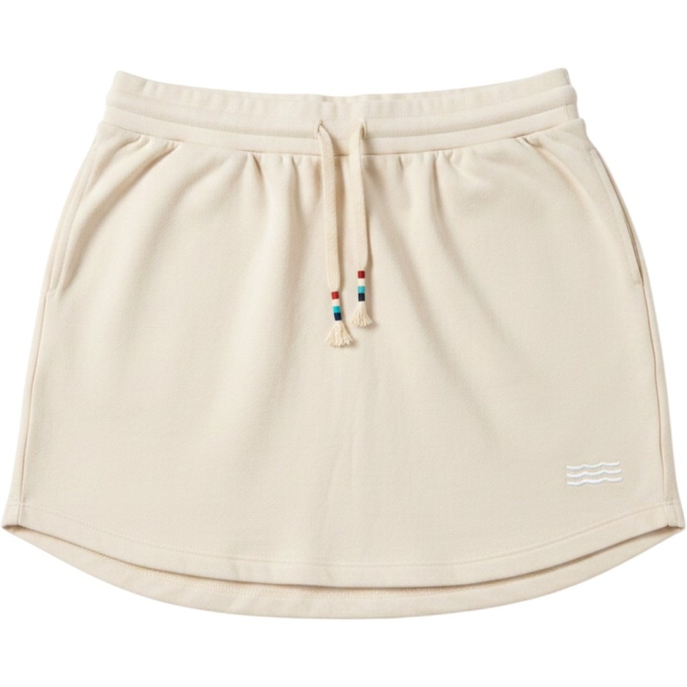 Sol Angeles Womens Cream French Terry Drawstring Mini Skirt Large Made‎ in USA